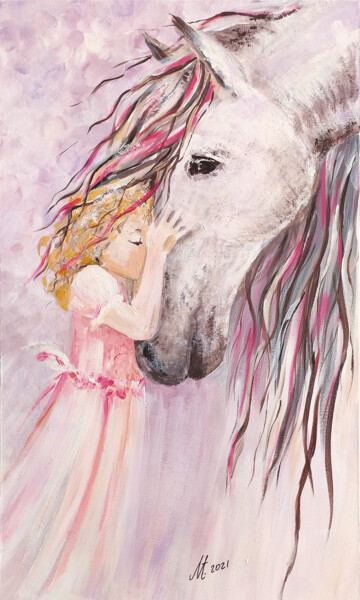 Картина под названием "love of horses" - Tatyana Mustafina (MUSTA), Подлинное произведение искусства, Акрил