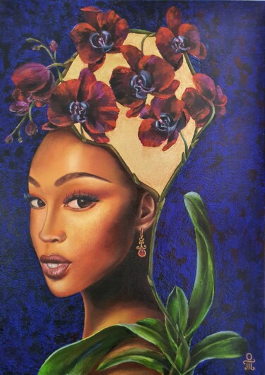 Schilderij getiteld "Hot Africa" door Tatyana Orlovetskaya, Origineel Kunstwerk, Olie Gemonteerd op Frame voor houten branca…