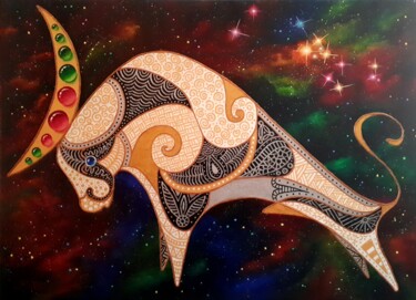 Картина под названием "Constellation Taurus" - Tatyana Orlovetskaya, Подлинное произведение искусства, Масло Установлен на Д…