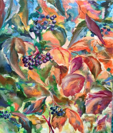 제목이 "Wild Grapes"인 미술작품 Tatyana Pertsel로, 원작, 기름 나무 들것 프레임에 장착됨