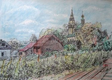 Картина под названием "Tutaev. View of St.…" - Tatyana Petrova-Latysheva, Подлинное произведение искусства, Пастель