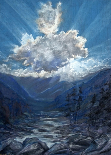 Картина под названием "Himalayas. Rock." - Tatyana Petrova-Latysheva, Подлинное произведение искусства, Пастель