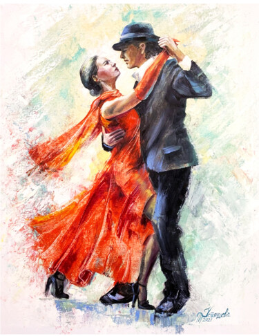 Painting titled "Tango Oil Painting…" by Tatyana Ustyantseva, Original Artwork, Oil