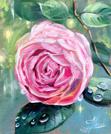Peinture intitulée "Rose Painting Pink…" par Tatyana Ustyantseva, Œuvre d'art originale, Huile