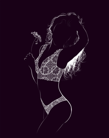 Digital Arts με τίτλο "Silhouette of a gir…" από Tatyana Ustyantseva, Αυθεντικά έργα τέχνης, Ψηφιακή ζωγραφική