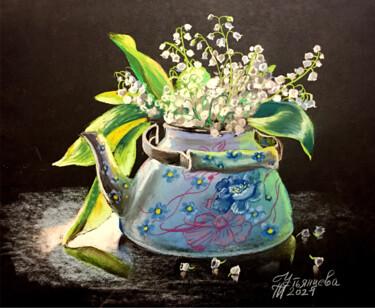 Картина под названием "Fleurs lys de la va…" - Tatyana Ustyantseva, Подлинное произведение искусства, Пастель