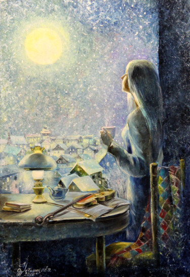 Pintura titulada "Woman Painting Orig…" por Tatyana Ustyantseva, Obra de arte original, Oleo