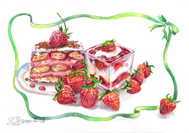 Pintura titulada "Dessert Painting St…" por Tatyana Ustyantseva, Obra de arte original, Acuarela