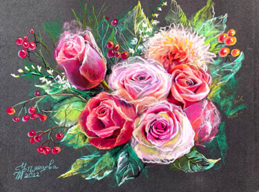 绘画 标题为“Roses pastel painti…” 由Tatyana Ustyantseva, 原创艺术品, 粉彩