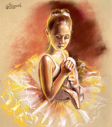 Malarstwo zatytułowany „Little ballerina pa…” autorstwa Tatyana Ustyantseva, Oryginalna praca, Pastel