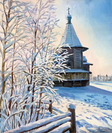Malerei mit dem Titel "Winter landscape. C…" von Tatyana Ustyantseva, Original-Kunstwerk, Öl