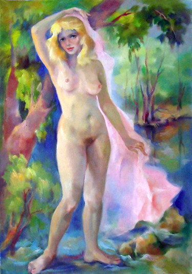 Painting titled "Bather" by Tatyana Voronin, Original Artwork