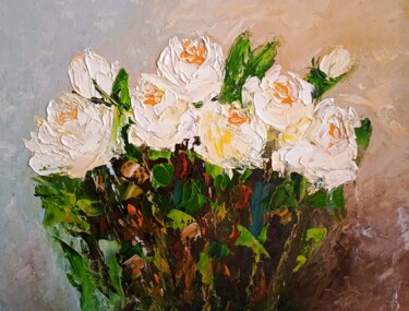 Pittura intitolato "Yellow roses" da Tatyana Zarembovskaya, Opera d'arte originale, Olio