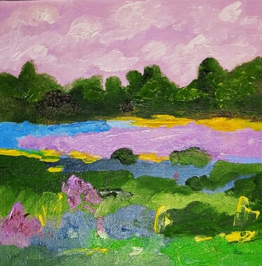 Schilderij getiteld "Ciel Lilas Au-Dessu…" door Tatyana Zarembovskaya, Origineel Kunstwerk, Olie