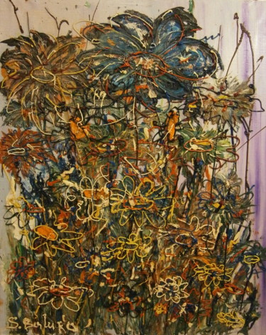 Malerei mit dem Titel "COSMIC INFLORESCENS…" von Sergeys Balura, Original-Kunstwerk, Öl Auf Keilrahmen aus Holz montiert