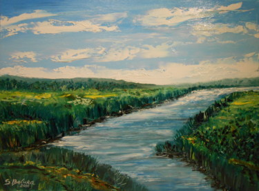Pintura titulada ""BEAUTIFUL RIVER"" por Sergeys Balura, Obra de arte original, Oleo Montado en Bastidor de camilla de madera