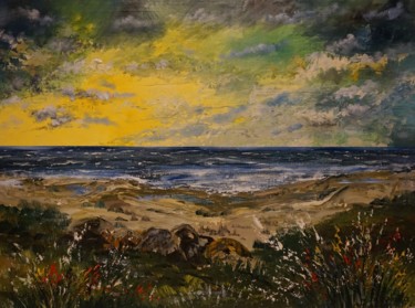 Painting titled "" THE SEA BEFORE TH…" by Sergeys Balura, Original Artwork, Oil Mounted on Wood Stretcher frame