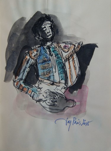 Malarstwo zatytułowany „Torero” autorstwa Tay Aguilar, Oryginalna praca, Akwarela