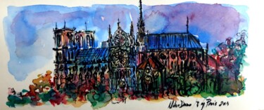 "Notre-Dame de París" başlıklı Tablo Tay Aguilar tarafından, Orijinal sanat, Suluboya