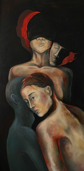 Malerei mit dem Titel "IS IT THEM?" von Tayisiya Shovgelia, Original-Kunstwerk, Acryl