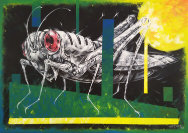 Schilderij getiteld "A Grasshopper" door Tayyar Özkan, Origineel Kunstwerk, Acryl