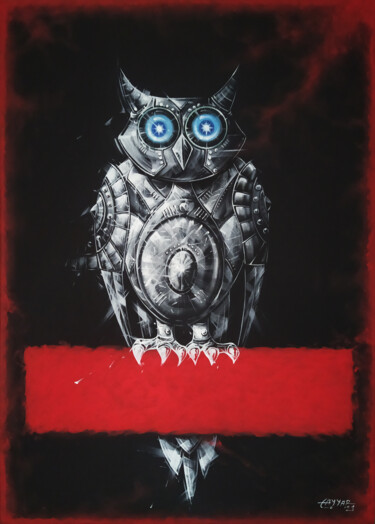 Peinture intitulée "Owl" par Tayyar Özkan, Œuvre d'art originale, Acrylique