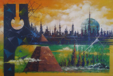 Schilderij getiteld "Pyramid" door Tayyar Özkan, Origineel Kunstwerk, Acryl