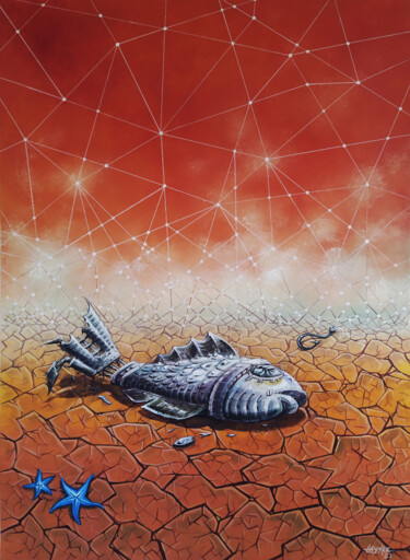 Malerei mit dem Titel "Dead Fish" von Tayyar Özkan, Original-Kunstwerk, Acryl