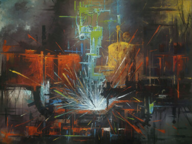 Painting titled "The Machine-2" by Tayyar Özkan, Original Artwork, Acrylic
