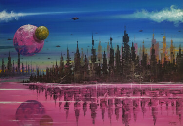 Painting titled "City-7" by Tayyar Özkan, Original Artwork, Acrylic