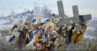 Peinture intitulée "The Carrying Of The…" par Viktor Bychkov, Œuvre d'art originale, Huile