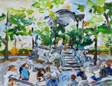 Painting titled "Au jardin public" by Antoine Juliens, Original Artwork, Acrylic