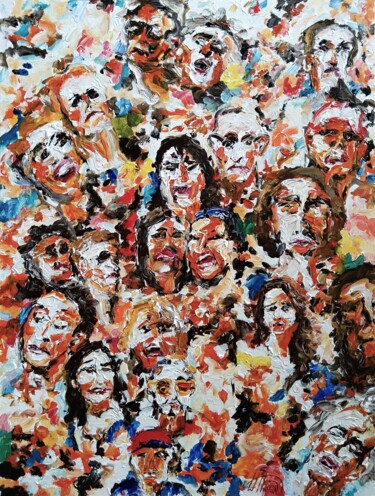 Schilderij getiteld "La foule" door Antoine Juliens, Origineel Kunstwerk, Acryl Gemonteerd op Karton