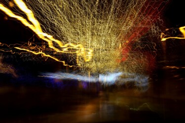 Photography titled "Tempête Lumineuse" by Teddy Fontaine, Original Artwork, Light Painting Mounted on Aluminium