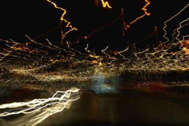 Fotografie getiteld "Signature Lumineuse" door Teddy Fontaine, Origineel Kunstwerk, Light Painting Gemonteerd op Aluminium