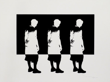 Dessin intitulée "Three men looking a…" par Tehos, Œuvre d'art originale, Encre