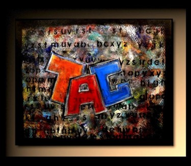 Painting titled "Tag Wall" by Tehos, Original Artwork, Oil