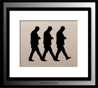 Painting titled "Three Walking Men 01" by Tehos, Original Artwork, Oil