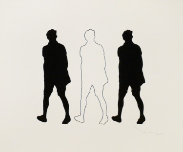 Tekening getiteld "Three walking men V…" door Tehos, Origineel Kunstwerk, Inkt