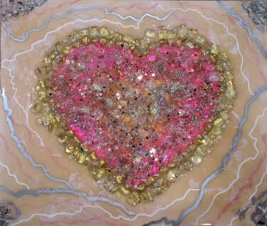 Pittura intitolato "Heart geode, resin…" da Tejaswi Poojari (KOLOR KOVELA), Opera d'arte originale, Resina Montato su Telaio…