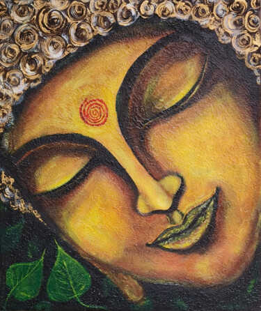 Malarstwo zatytułowany „Buddha painting, Bu…” autorstwa Tejaswi Poojari (KOLOR KOVELA), Oryginalna praca, Akryl Zamontowany…