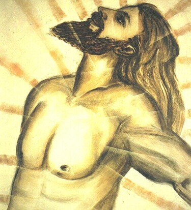 绘画 标题为“JESUS” 由Telma Weber, 原创艺术品, 墨 安装在木质担架架上