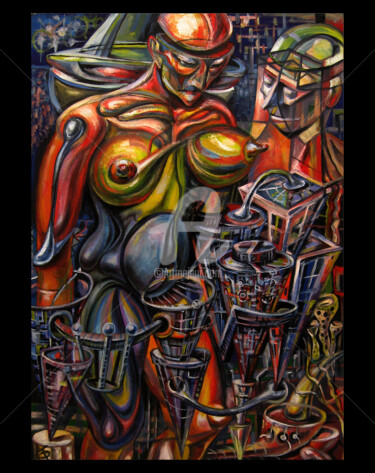 Painting titled "Mother city 2" by Temo D, Original Artwork, Oil