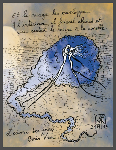 Disegno intitolato "Et le nuage les env…" da Ronan Le Gloanec, Opera d'arte originale