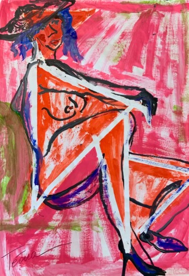Malarstwo zatytułowany „Femme ronde dans un…” autorstwa Téoua, Oryginalna praca, Akryl