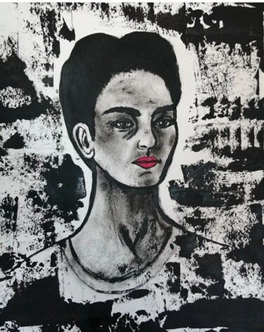 Pintura intitulada "Frida Kahlo thinking" por Teresa Lopes, Obras de arte originais, Acrílico