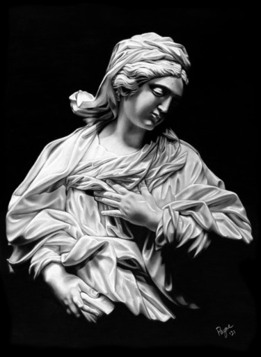 Dibujo titulada "Maria Annunciata" por Teresa Payne Art, Obra de arte original, Pastel Montado en Otro panel rígido