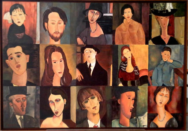 Pintura titulada "Rostos de Modigliani" por Teresa Maya, Obra de arte original, Acrílico