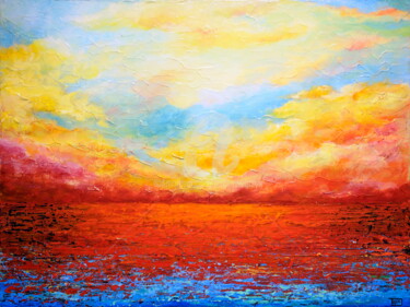 Painting titled "SUNSET FIERY" by Teresa Wegrzyn, Original Artwork, Acrylic