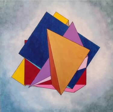 Malerei mit dem Titel "Stacked Triangles" von Terrance Longtin, Original-Kunstwerk, Acryl Auf Keilrahmen aus Holz montiert